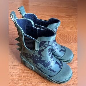 H&M, Kids Rubber boots, Dark green/dark blue, Patterned, Dinosaurs size 8.5